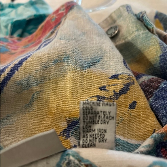 Chicos Linen Cotton Aztec Southwestern Print Jacket SZ 1/M - Picture 6 of 6